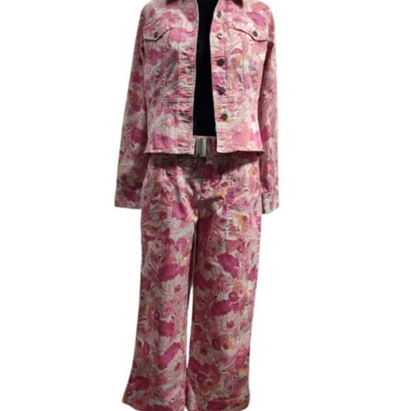 Liz Claiborne 2 Piece Y2K Denim Matching Set Jacket and Capris Women's 4 Small - Picture 2 of 14